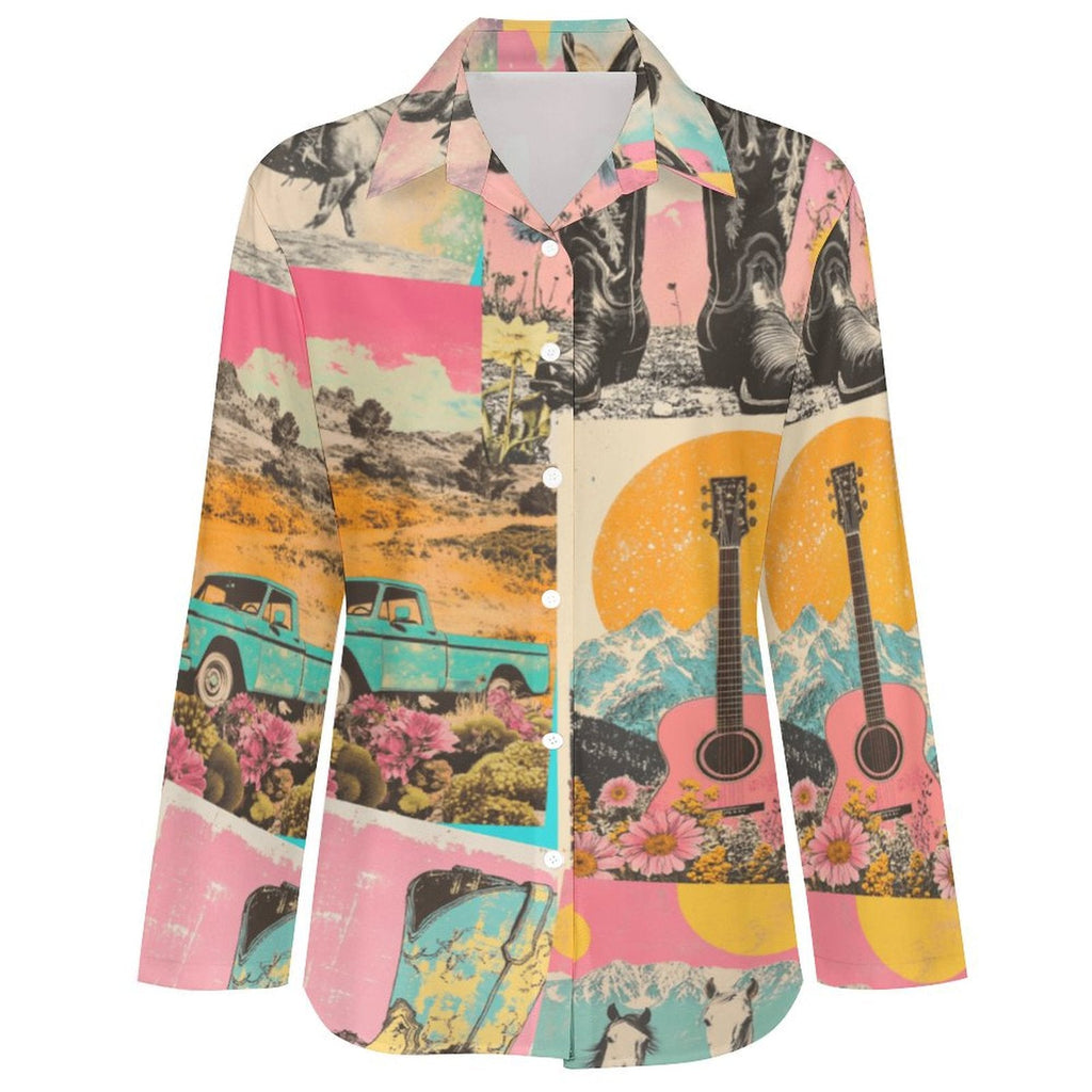 Baha Ranch Pop Western Wanted Button-Up Blouse