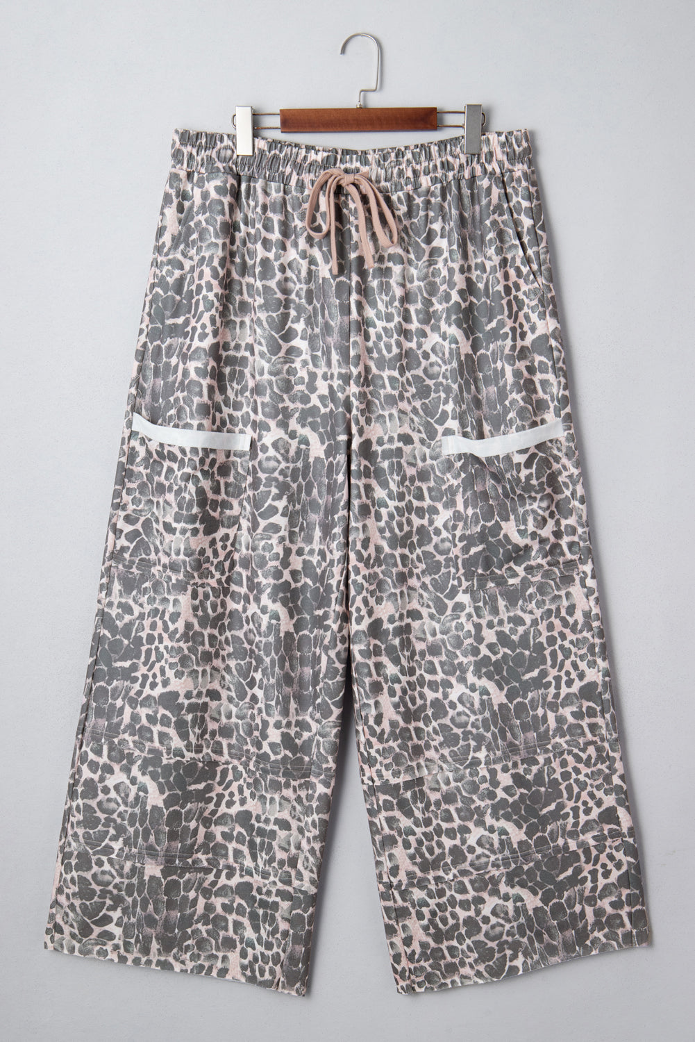 Leopard Patch Pocket Drawstring Pants
