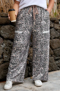 Leopard Patch Pocket Drawstring Pants