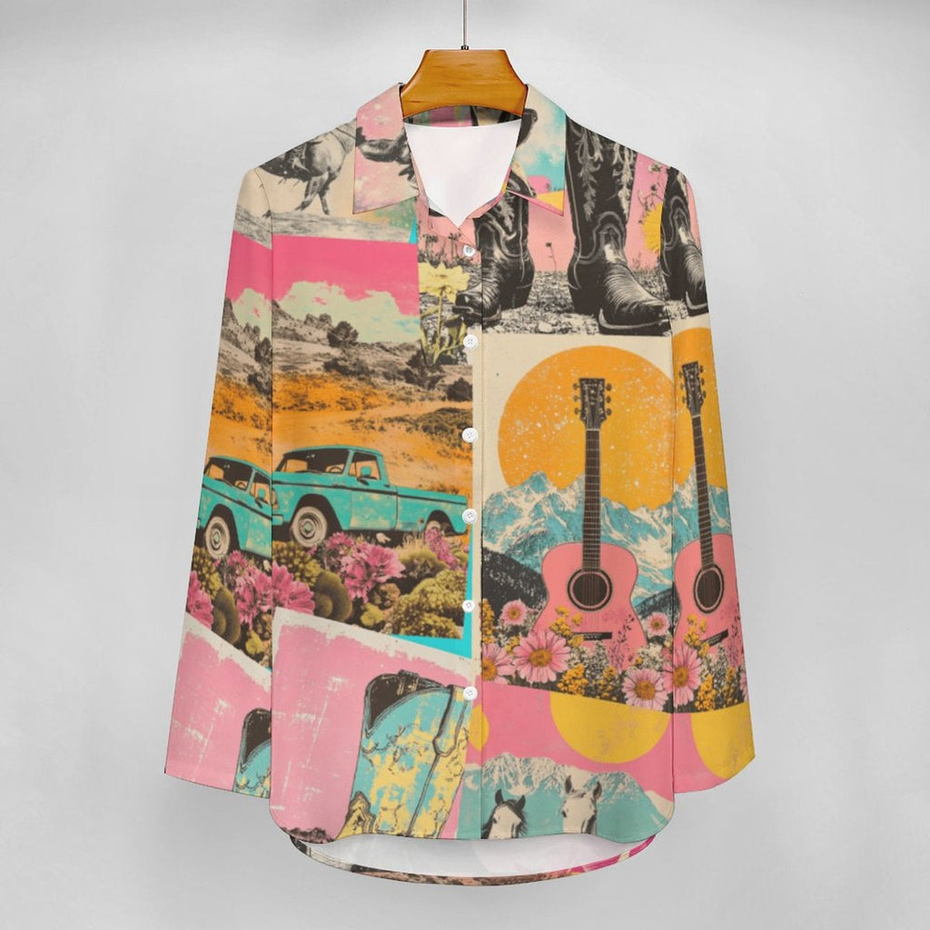 Baha Ranch Pop Western Wanted Button-Up Blouse