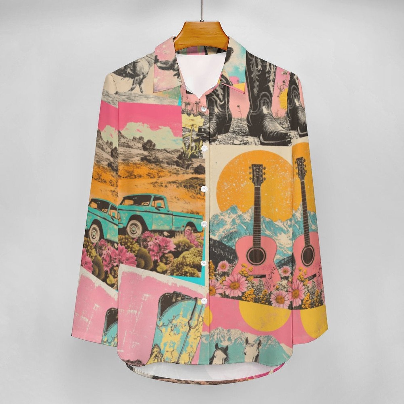 Baha Ranch Pop Western Wanted Button-Up Blouse
