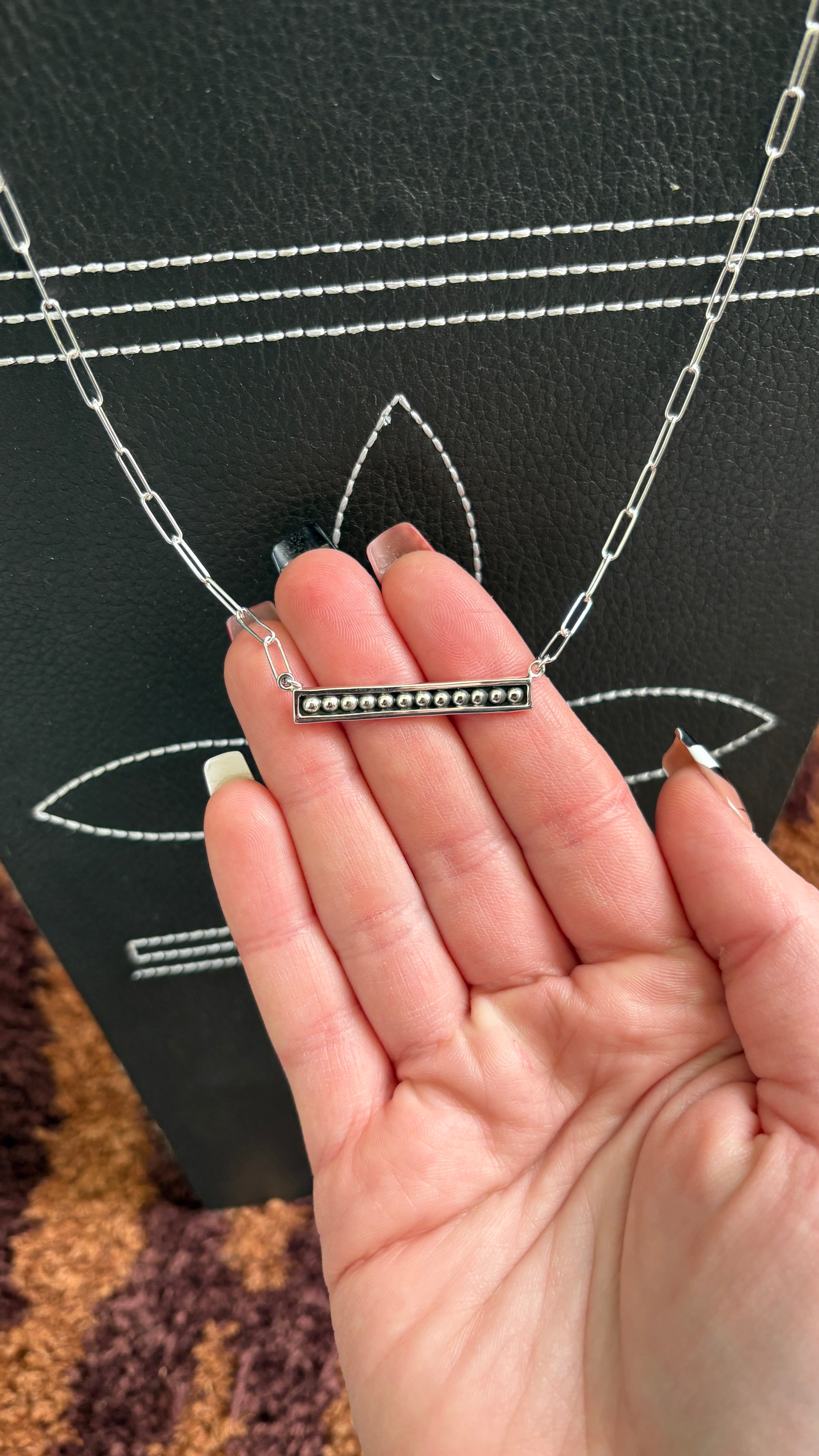 BALL BAR NECKLACE W PAPERCLIP CHAIN