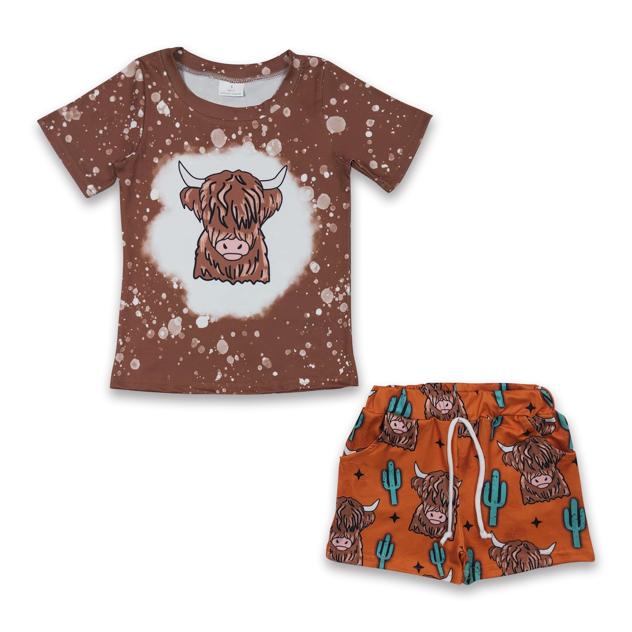Boys' Highland Cow & Cactus Western Clothing Set