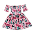 Girls' Howdy Turquoise Elastic Western Dress