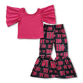 Girls' Hot Pink Howdy Top & Bell Bottom Pants Western Set