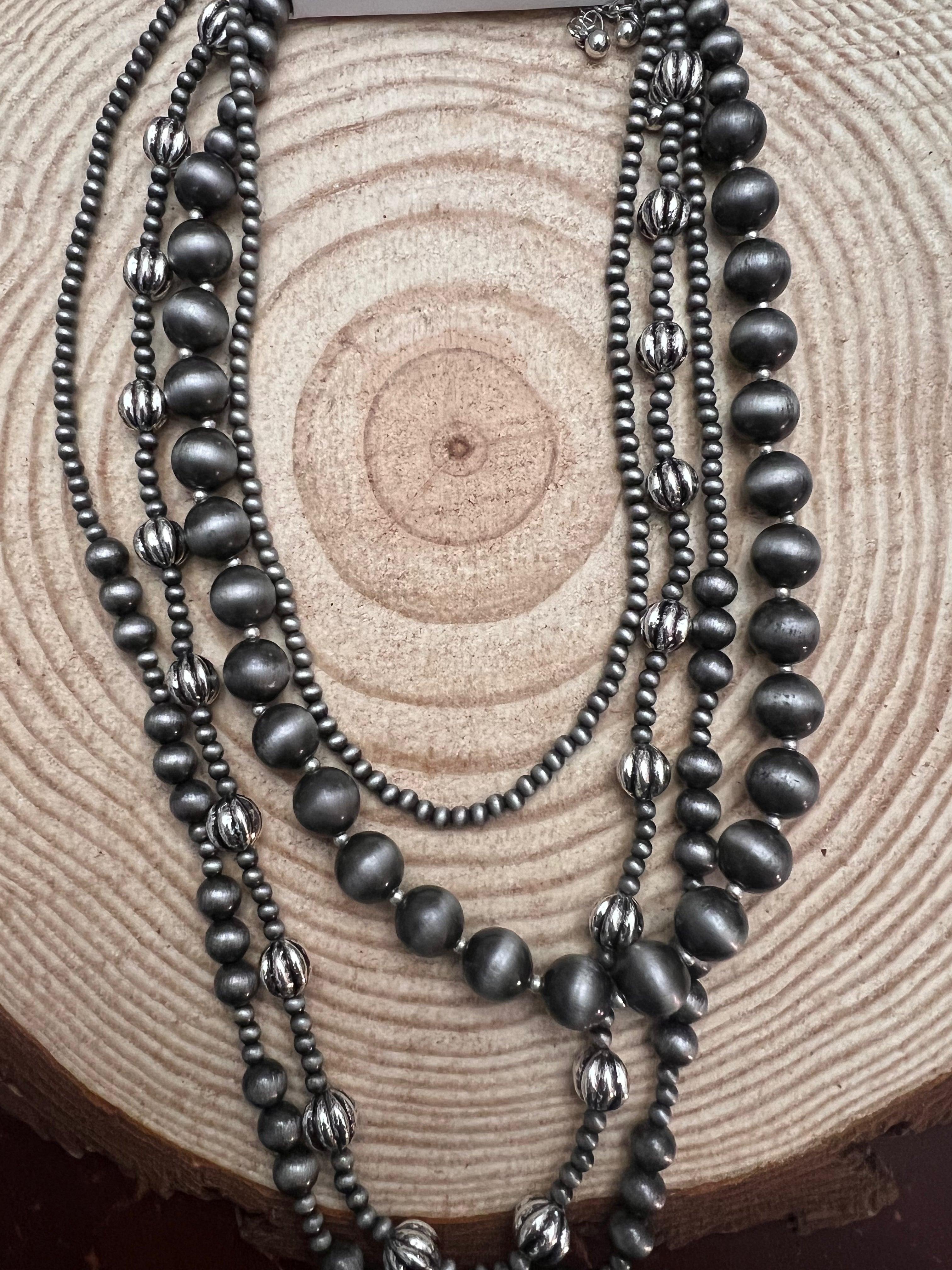 Faux Sterling Pearl Layering Necklace Set