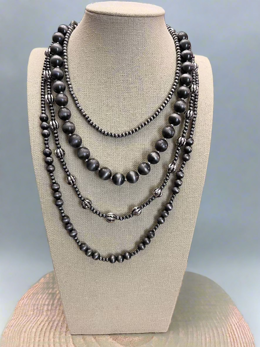 Faux Sterling Pearl Layering Necklace Set