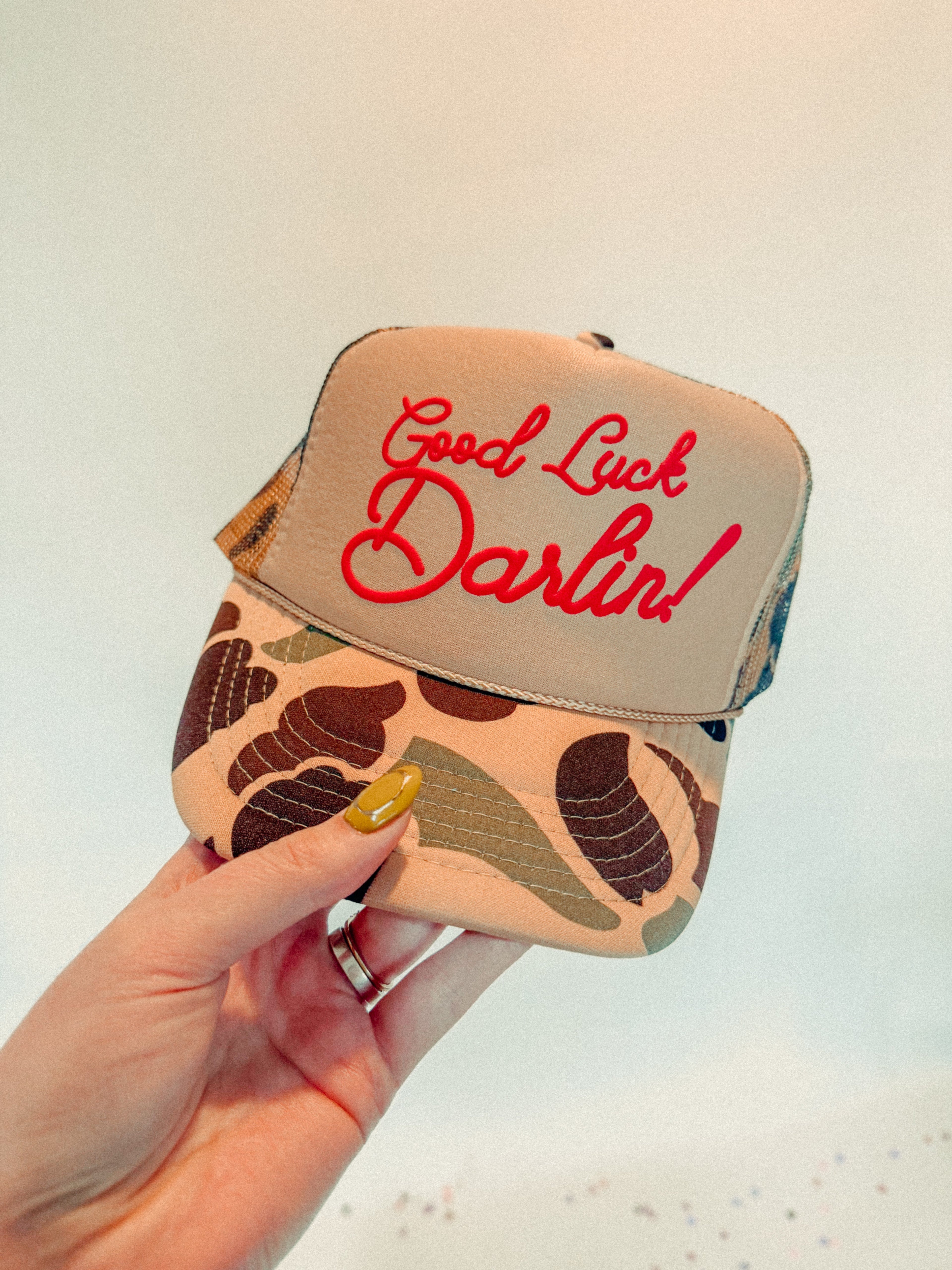 Good Luck Darlin! Puff Western Trucker Hat