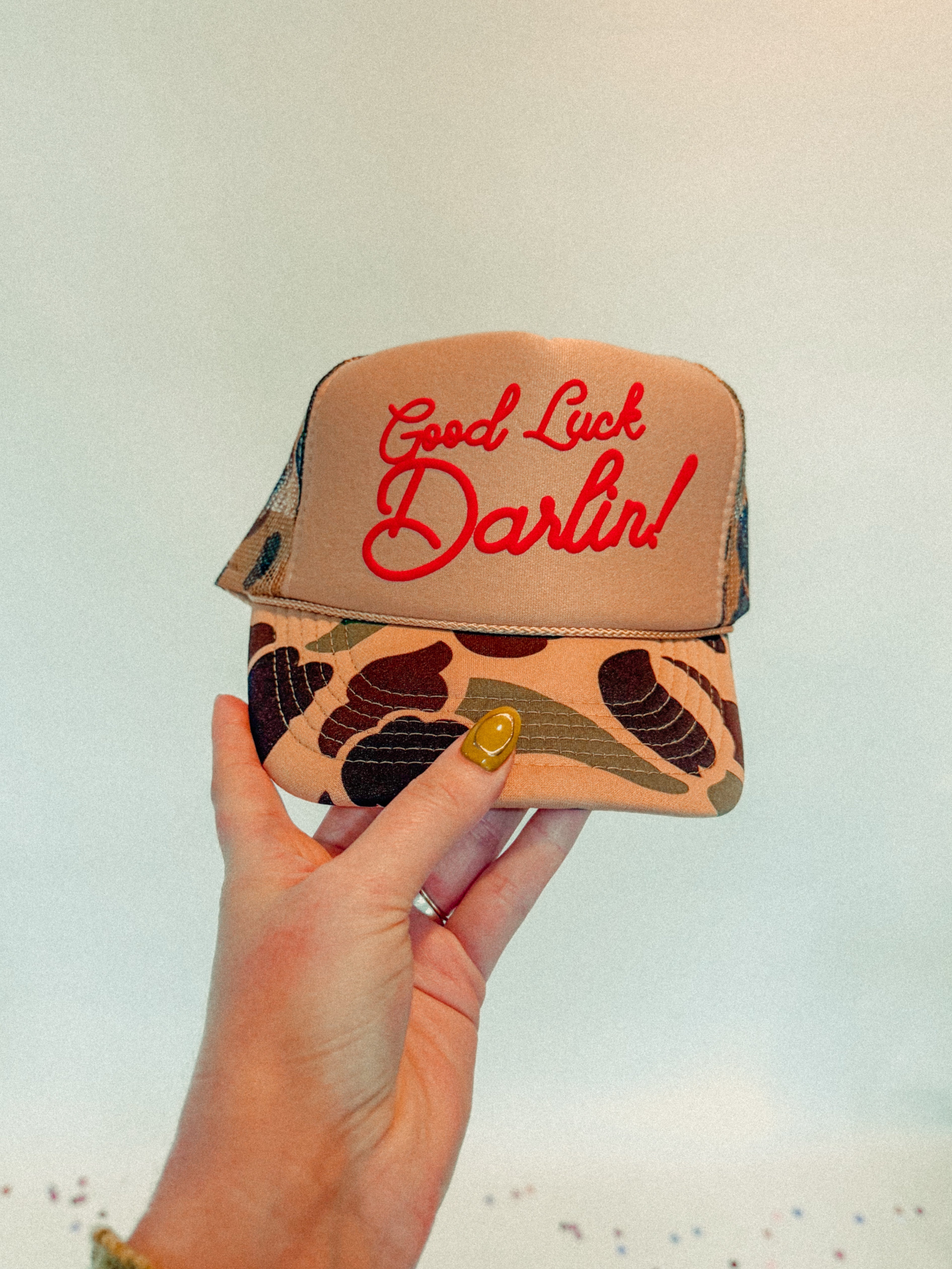 Good Luck Darlin! Puff Western Trucker Hat