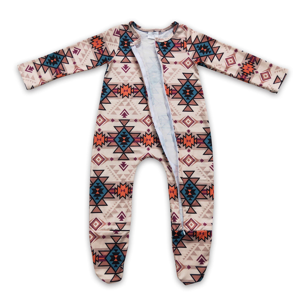 Baby Aztec Western Zipper Footed Coverall