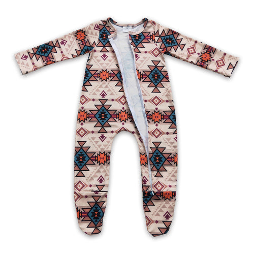 Baby Aztec Western Zipper Footed Coverall