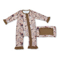 Girls' Long Sleeve Horse Western Zipper Romper