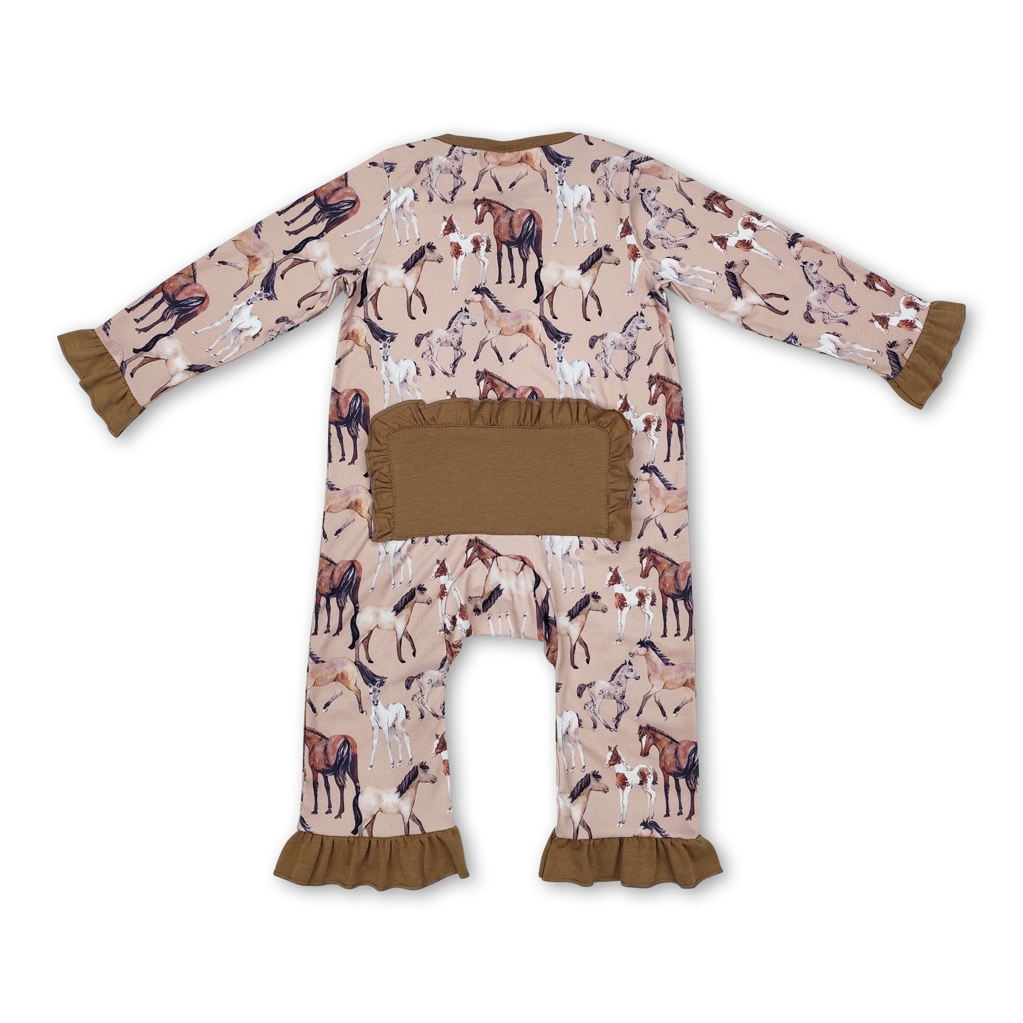 Girls' Long Sleeve Horse Western Zipper Romper