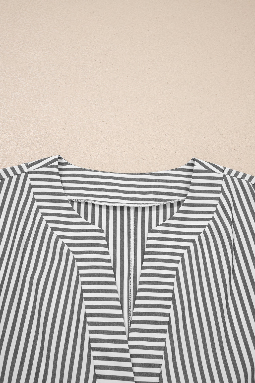 Stripe V-Neck Dolman Sleeve Blouse
