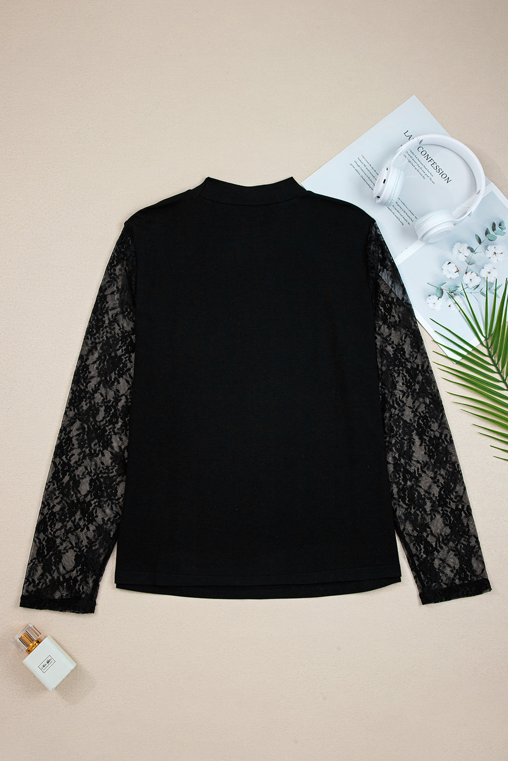 Lace Patchwork Cutout Long Sleeve Top
