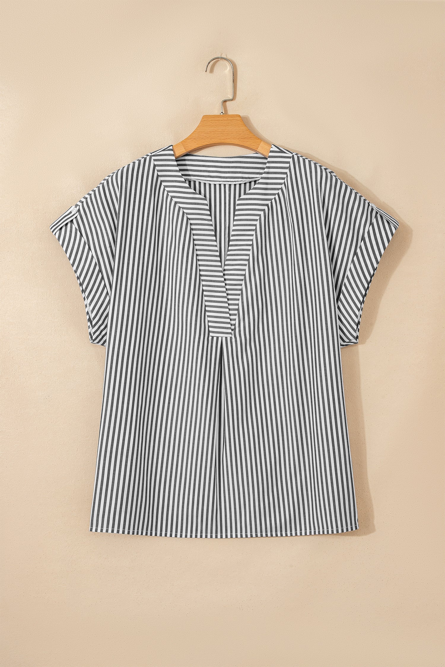 Stripe V-Neck Dolman Sleeve Blouse