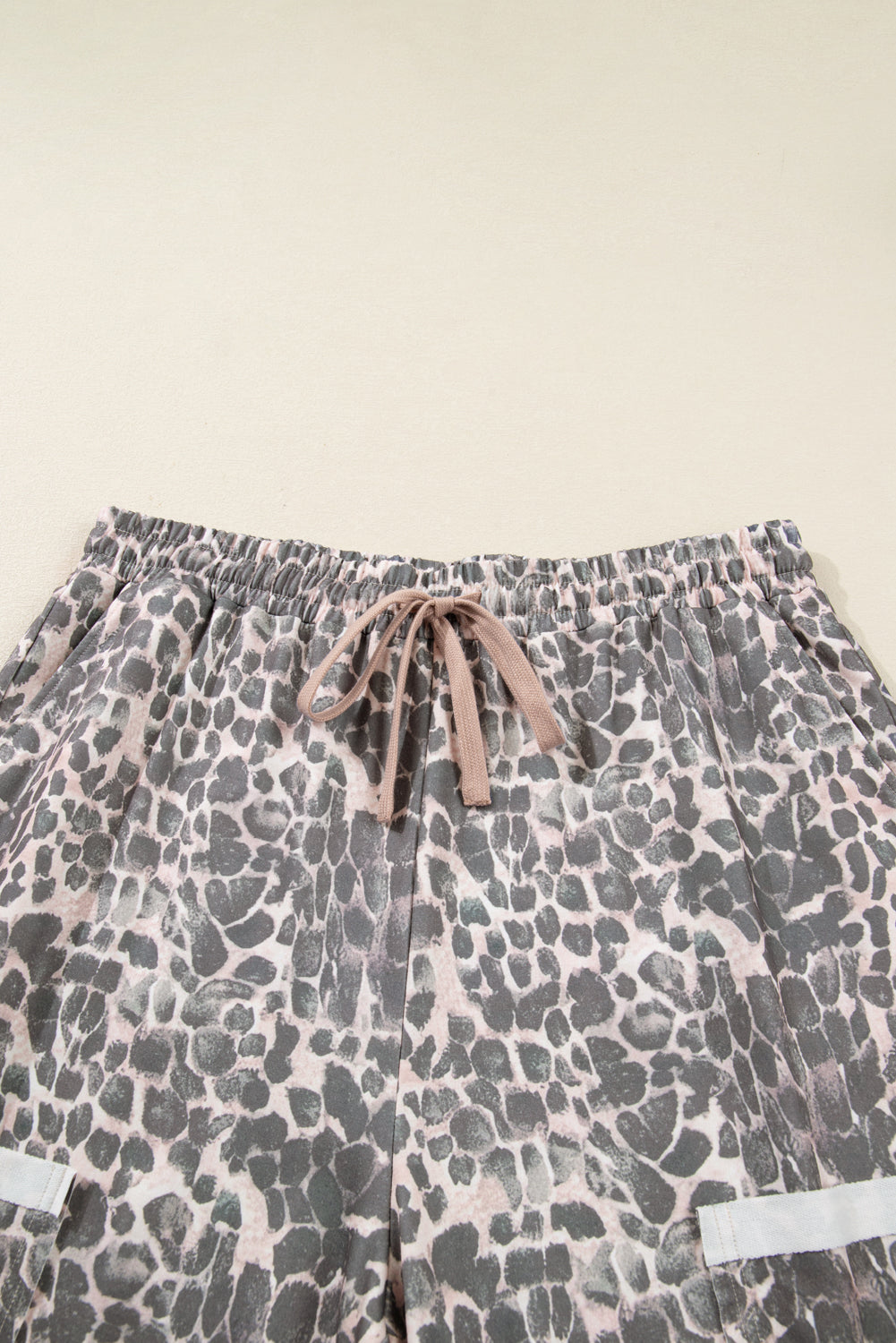 Leopard Patch Pocket Drawstring Pants