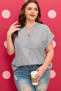 Stripe V-Neck Dolman Sleeve Blouse