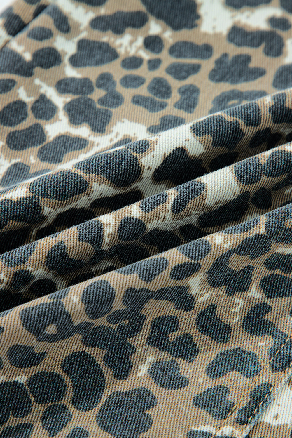 Leopard Print Pocketed Denim Overall Dress