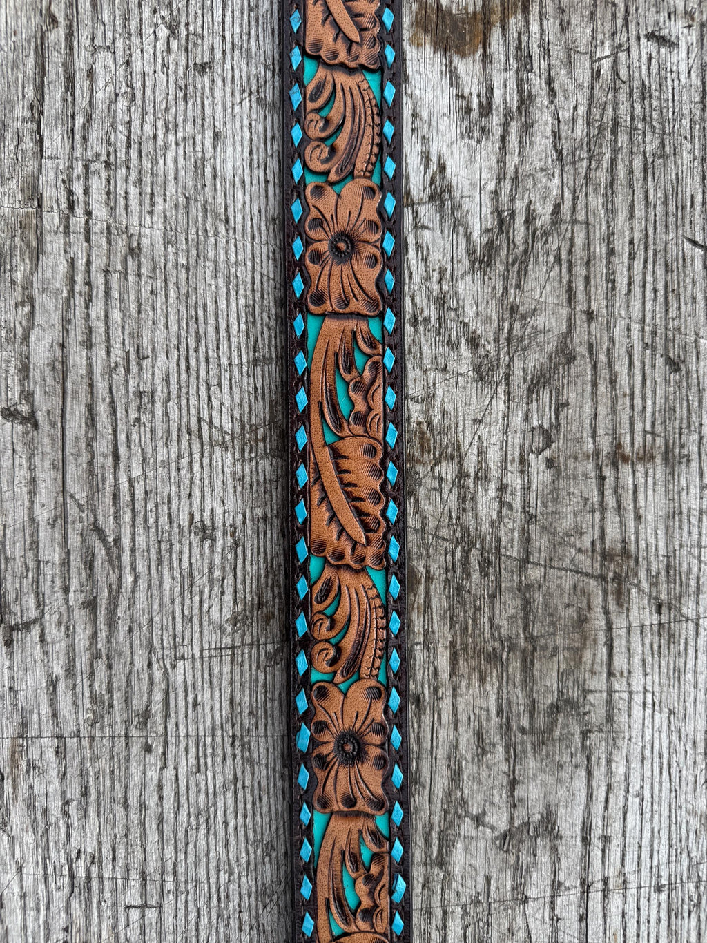Double B Tooled Leather Western Belt – Buckstitch Detail