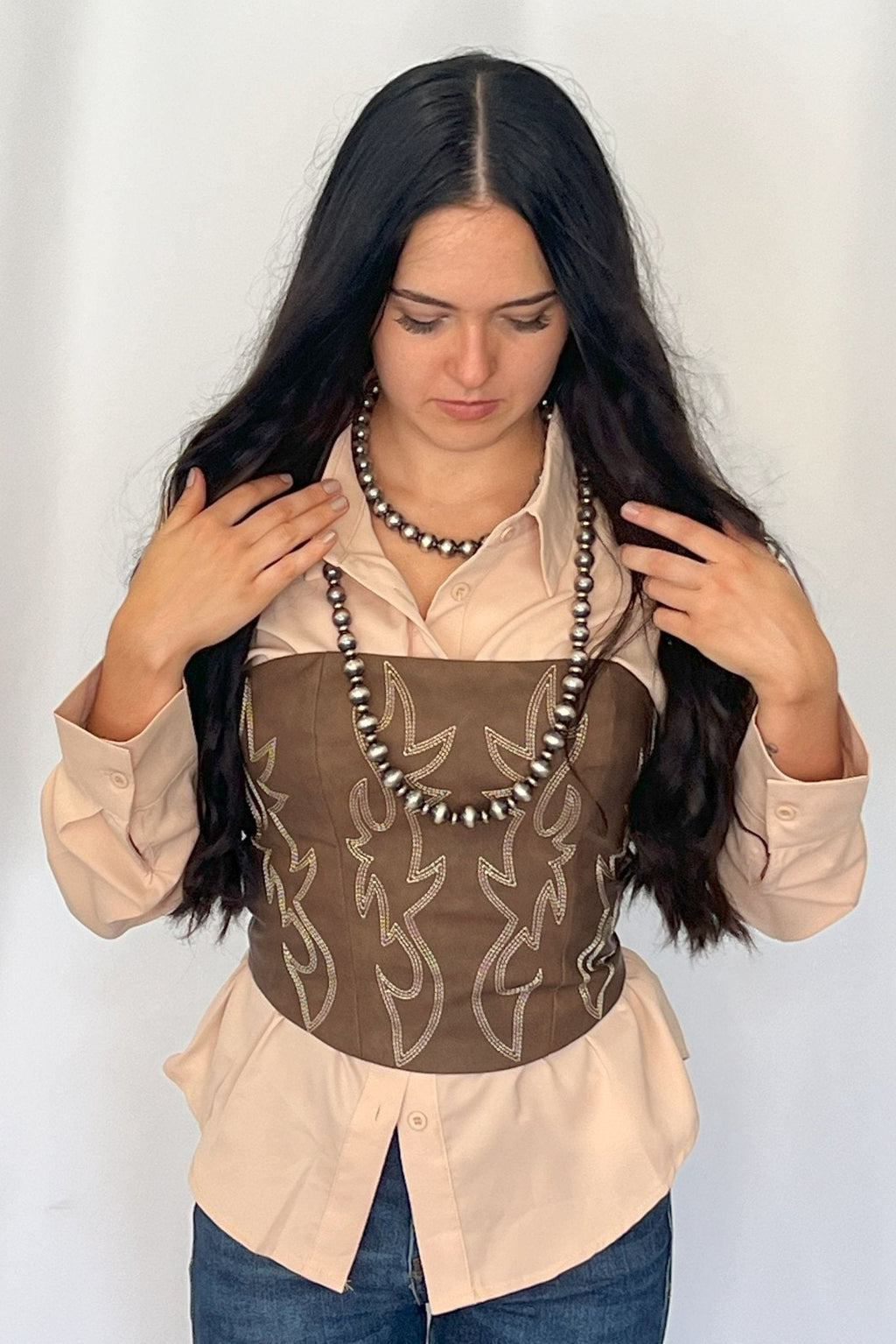 Jolene Embroidered Western Corset Top - 4 Colors