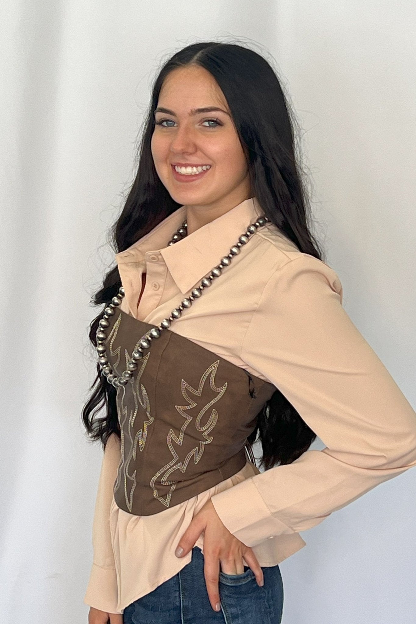Jolene Embroidered Western Corset Top - 4 Colors