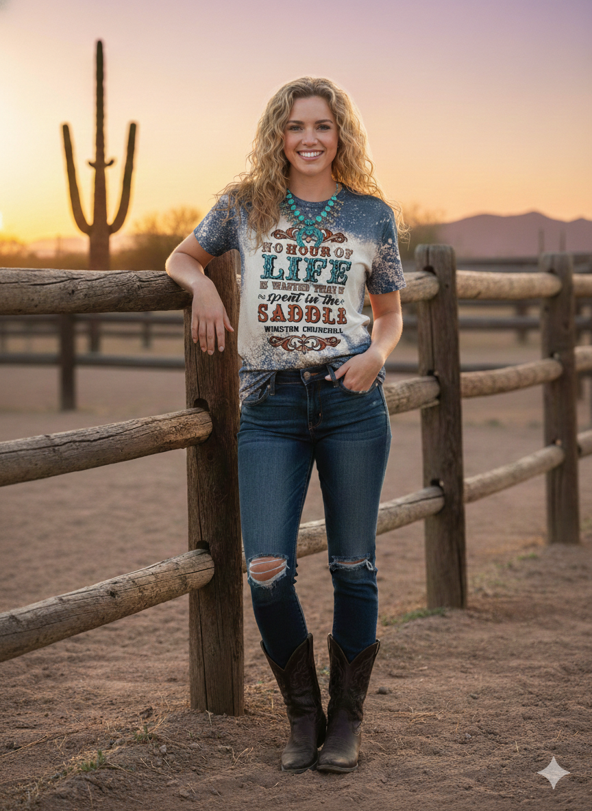 Winston Churchill Saddle Quote Western Graphic Tee