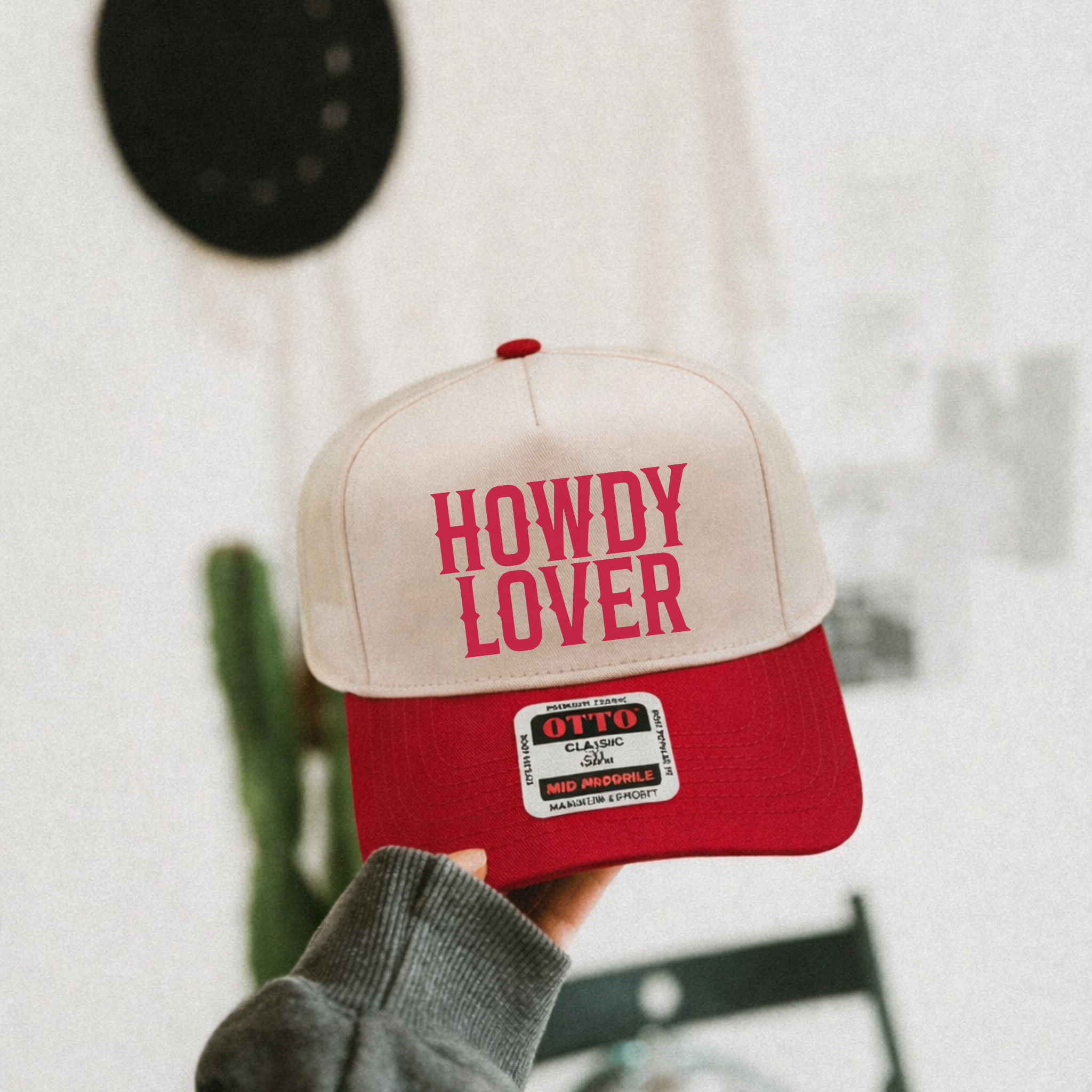 Howdy Lover Red & Canvas Trucker Hat – Western Valentine Snapback Cap