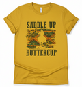 Saddle Up Buttercup Western Graphic Tee – Mustard Yellow