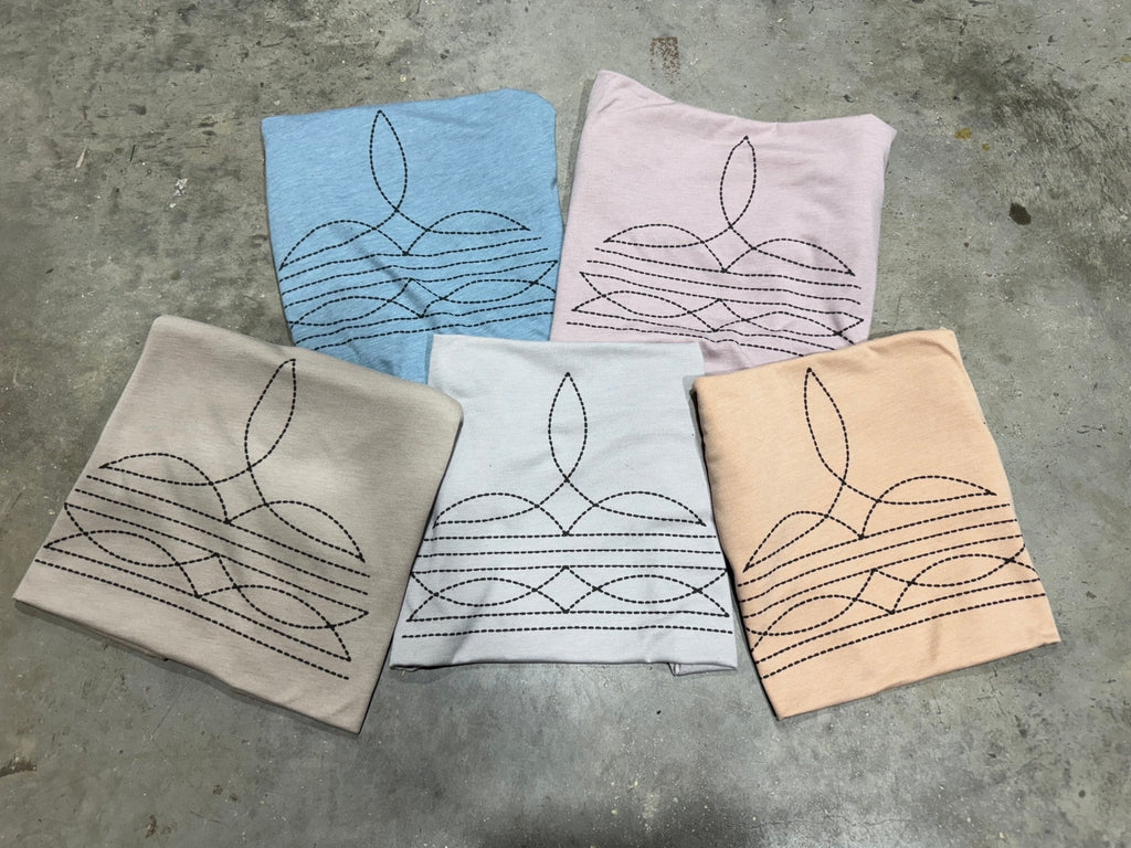The Original, Viral Boot Stitch Western Graphic Tee - Tan
