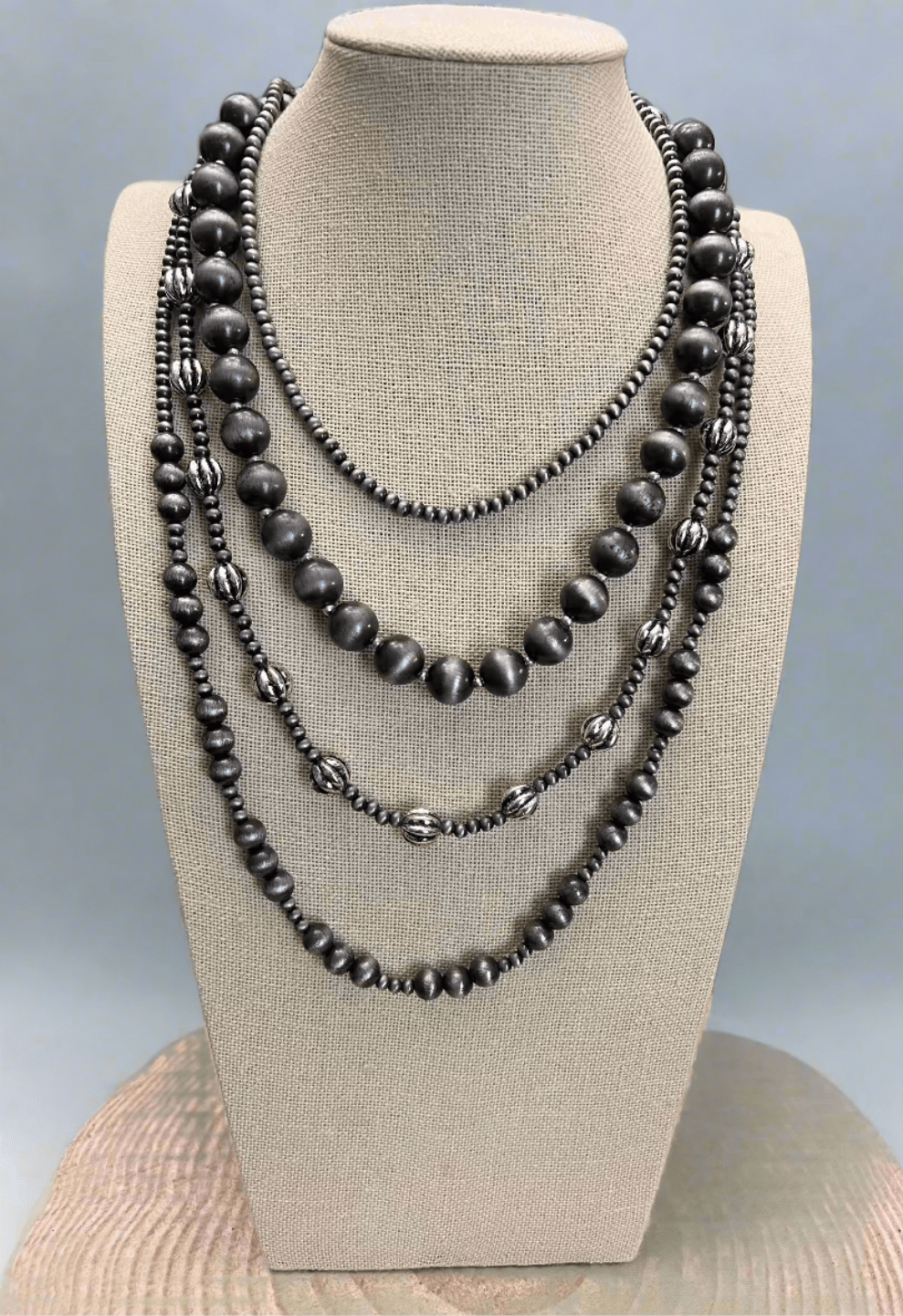 Faux Sterling Pearl Layering Necklace Set