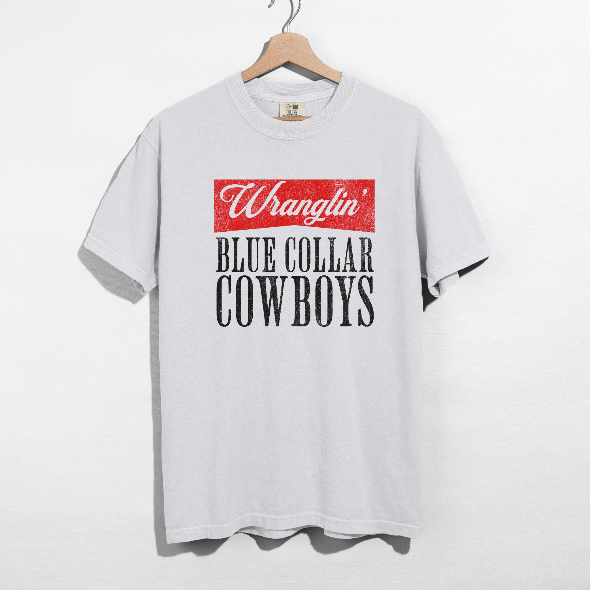 Wranglin’ Blue Collar Cowboys Graphic Tee – Western Rodeo Cowgirl Shirt